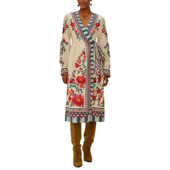 FARM Rio Dresses & Skirts - Farm Rio Womens  Mosaic Garden Sand Midi Dress